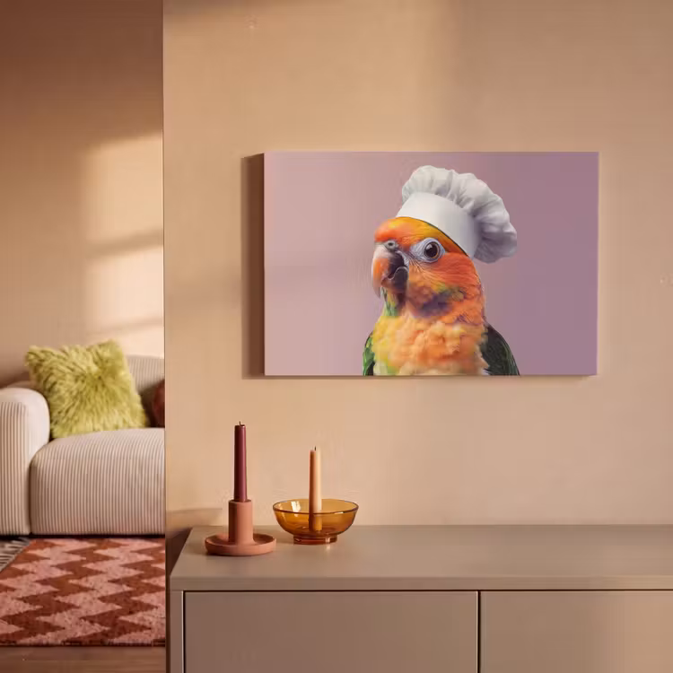 Papegaai - Koksmuts - Nieuwsgierig - Vogel canvas 2cm klein -sfeer1