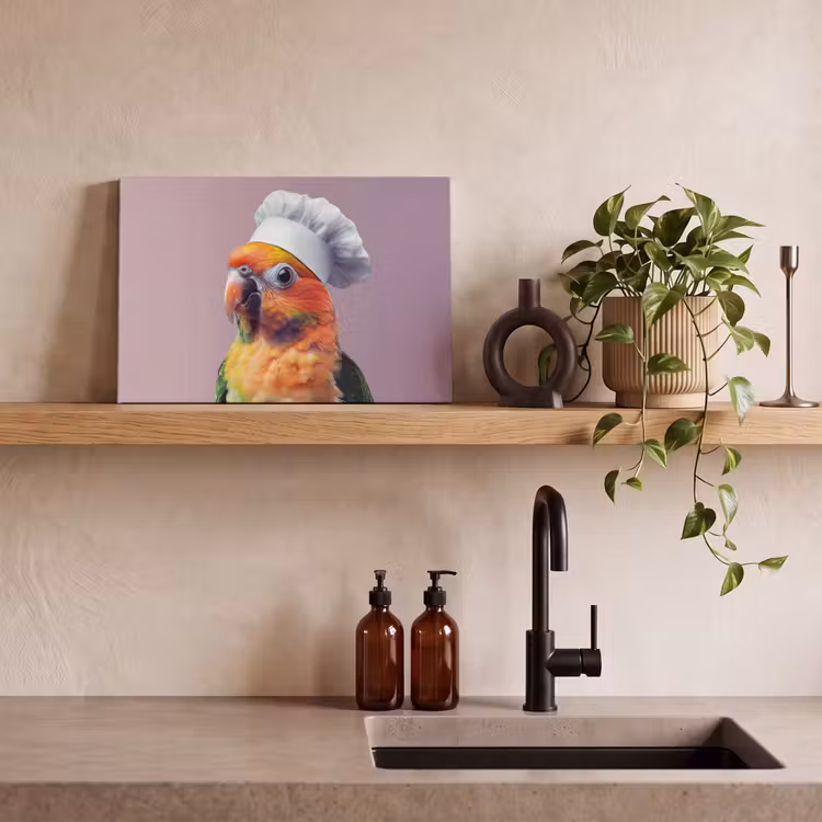 Papegaai - Koksmuts - Nieuwsgierig - Vogel canvas 2cm klein -sfeer6