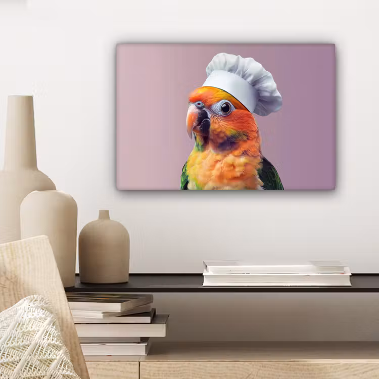 Papegaai - Koksmuts - Nieuwsgierig - Vogel canvas 2cm klein -closeup_print_DE