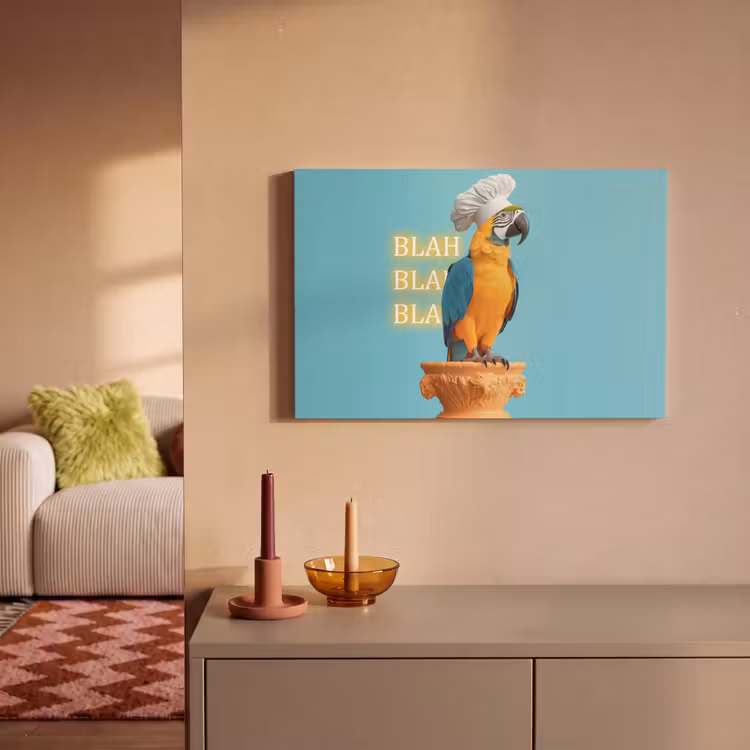 Papegaai - Koksmuts - Quote - Neon canvas 2cm klein -sfeer1