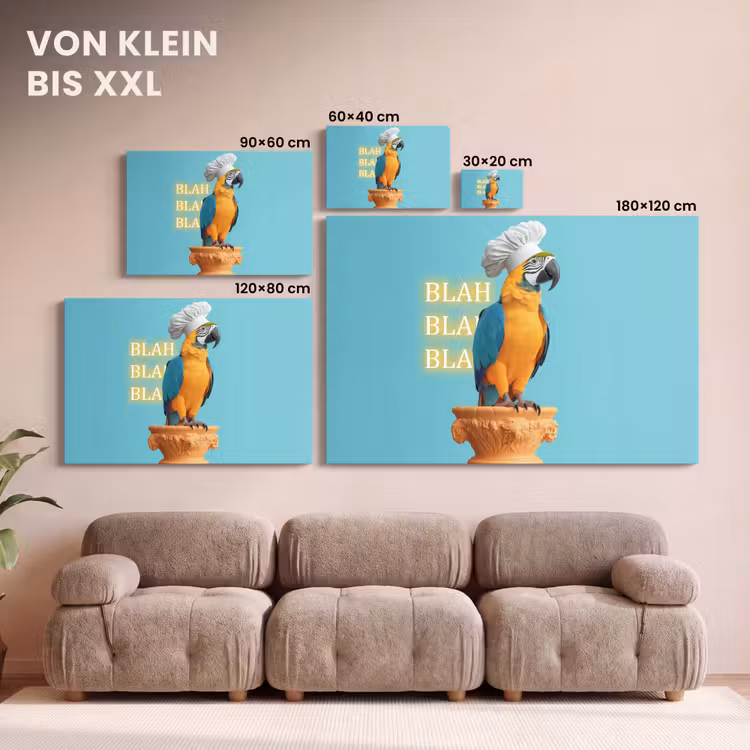 Papegaai - Koksmuts - Quote - Neon canvas 2cm klein -Xsfeer8_DE