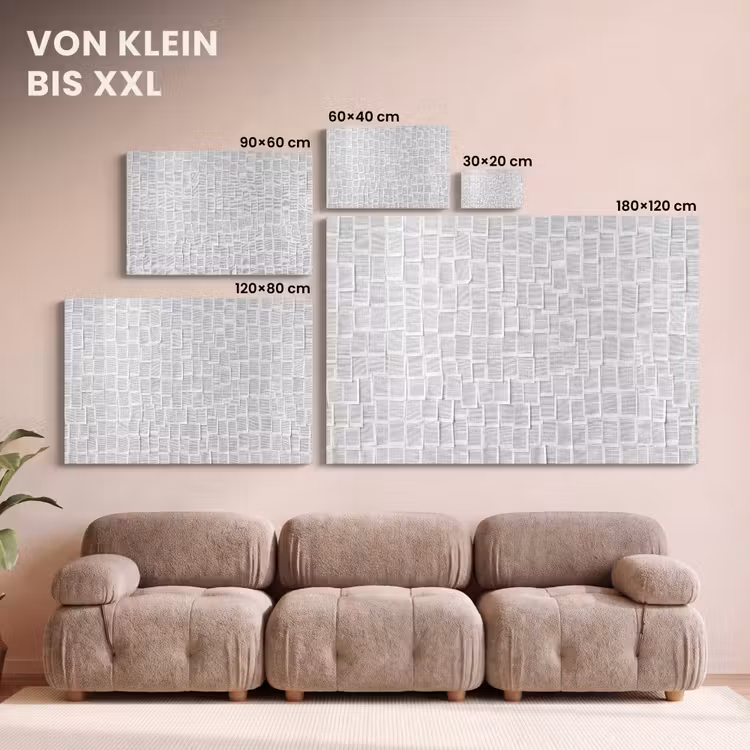 Papier - Overlappend - Textuur - Modern - Wit canvas 2cm klein -Xsfeer8_DE