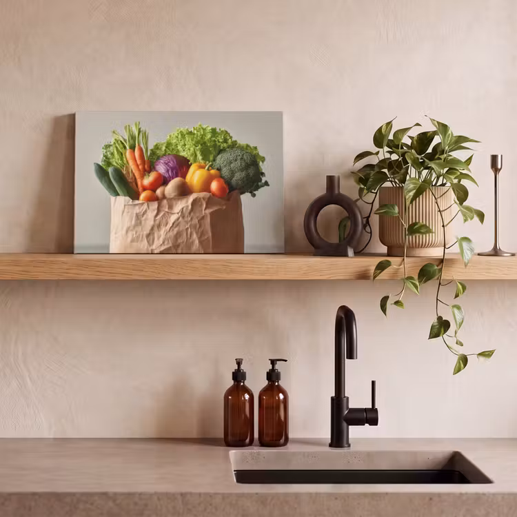 Papieren - Boodschappen - Groente - Kleurrijk canvas 2cm klein -sfeer3