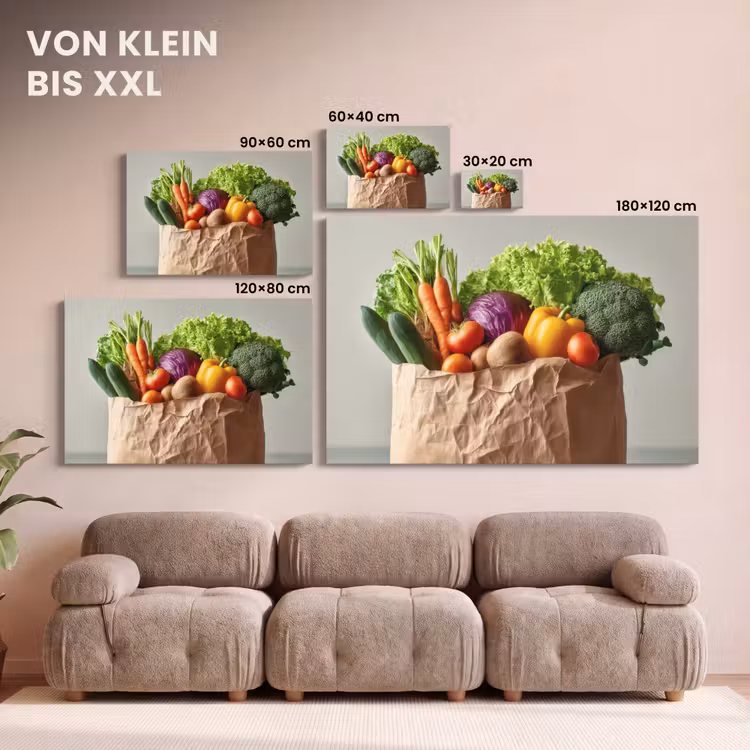 Papieren - Boodschappen - Groente - Kleurrijk canvas 2cm klein -Xsfeer8_DE