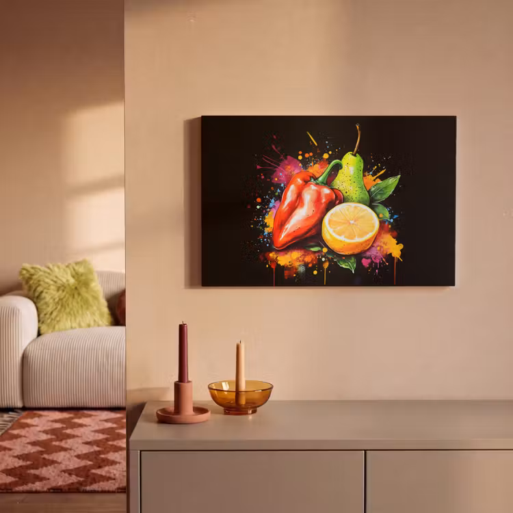 Paprika - Peer - Citroen - Graffiti - Verf - Abstract canvas 2cm klein -sfeer1