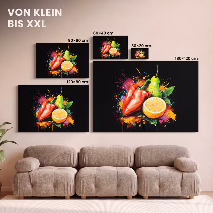 Paprika - Peer - Citroen - Graffiti - Verf - Abstract canvas 2cm klein -Xsfeer8_DE