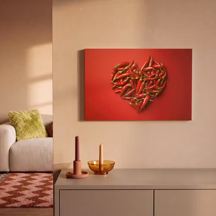 Pepers - Rood - Hart canvas 2cm klein -sfeer1