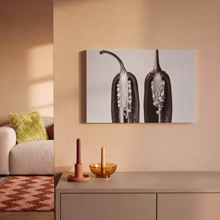 Pepers - Zwart - Wit - Zaadlijsten canvas 2cm klein -sfeer1