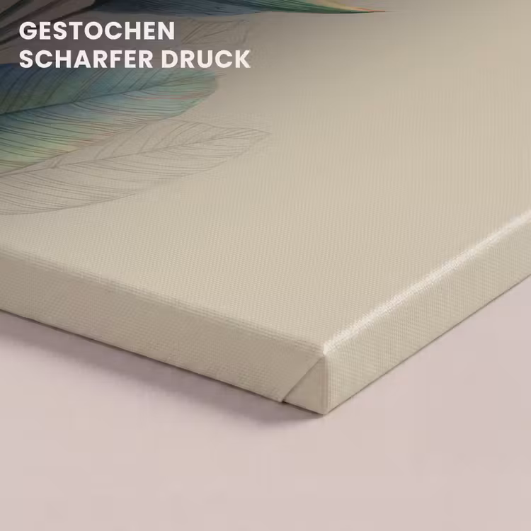Paradijsvogelbloemen - Blauwgroene bladeren - Beige canvas 2cm klein -uniquesellingpoint_afwerking-onlywow_DE