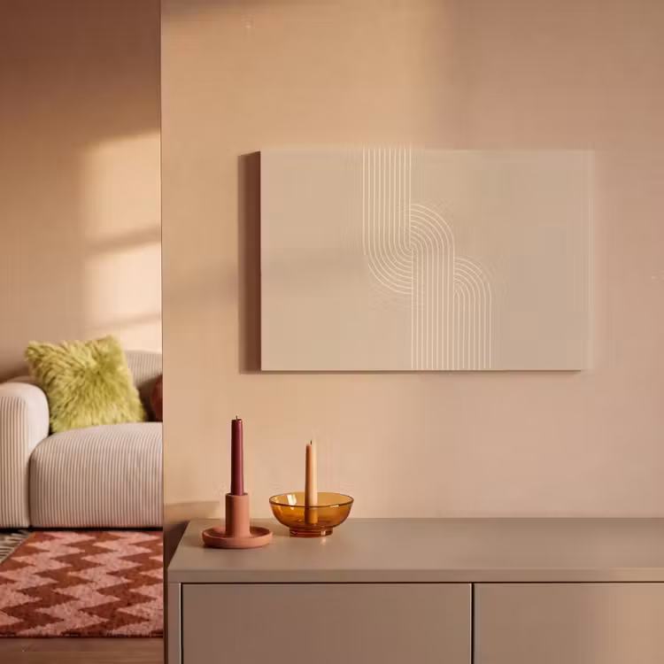Parallelle lijnen - Lichte textuur - Beige canvas 2cm klein -sfeer1