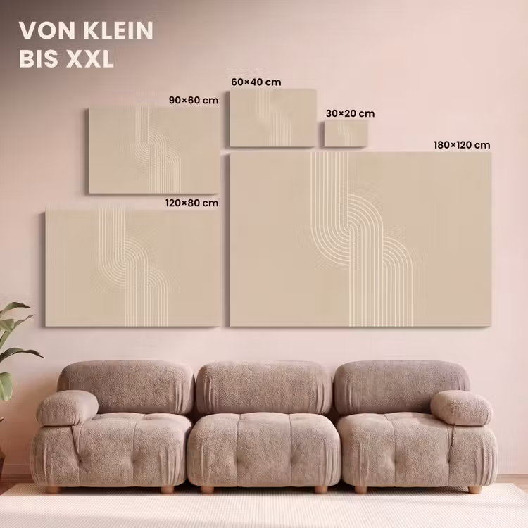 Parallelle lijnen - Lichte textuur - Beige canvas 2cm klein -Xsfeer8_DE