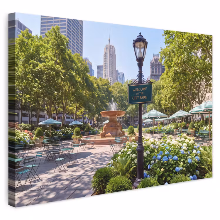 Park - Fontein - Stad - Natuur canvas 2cm klein -3d