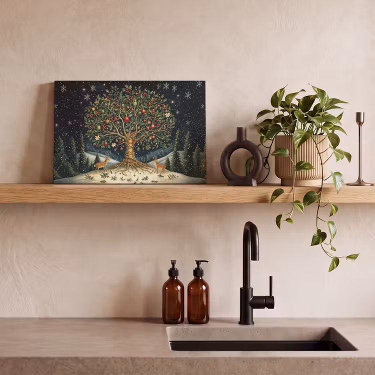 Feestboom - Winterhemel - Kleurrijk canvas 2cm klein -sfeer6