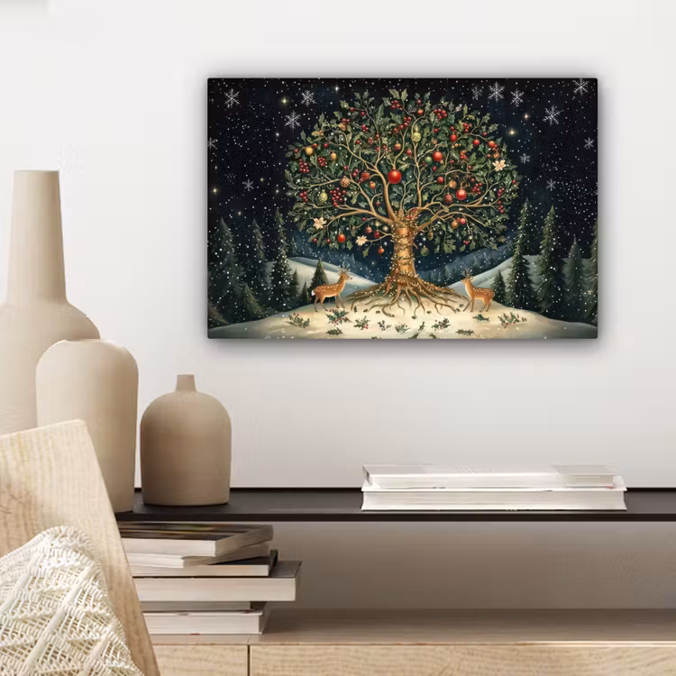 Feestboom - Winterhemel - Kleurrijk canvas 2cm klein -closeup_print_DE