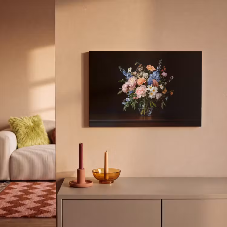 Pastel - Bloemen - Glazen - Vaas canvas 2cm klein -sfeer1
