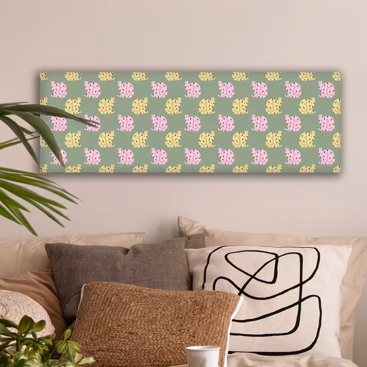 Pastel - Katten - Vlekjes - Groen canvas 2cm klein 828 -sfeer1