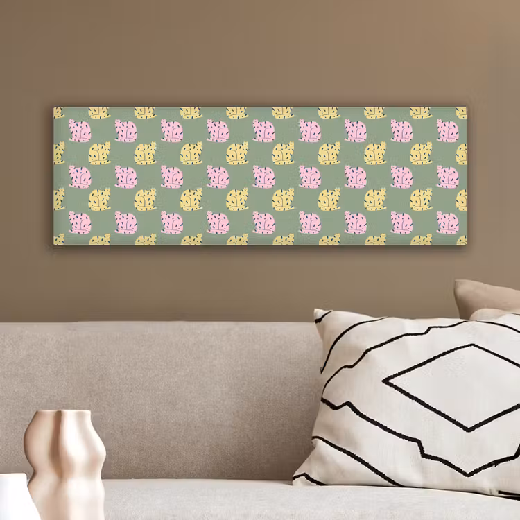 Pastel - Katten - Vlekjes - Groen canvas 2cm klein 828 -sfeer3