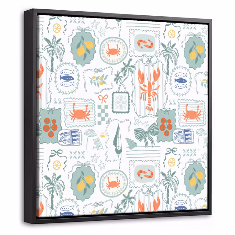 Patroon - Groen - Mediterraans Canvas met baklijst klein 1124 -threedimensional_3d_global