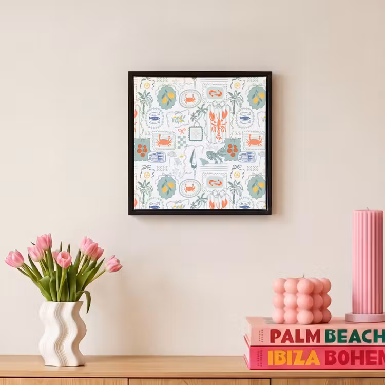 Patroon - Groen - Mediterraans Canvas met baklijst klein 1124 -atmosphere_sfeer1_global