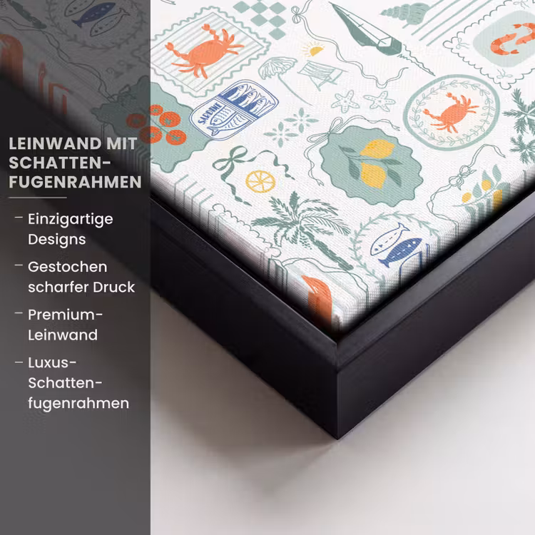 Patroon - Groen - Mediterraans Canvas met baklijst klein 1124 -uniquesellingpoint_productkenmerken_DE