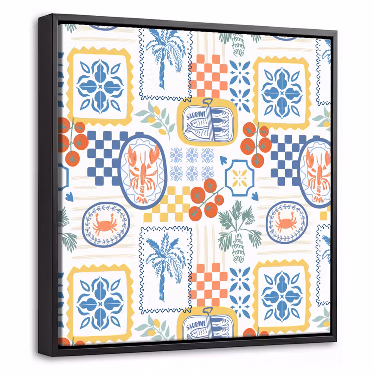 Patroon - Illustraties - Mediterraans Canvas met baklijst klein 1124 -threedimensional_3d_global