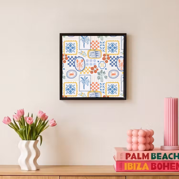 Patroon - Illustraties - Mediterraans Canvas met baklijst klein 1124 -atmosphere_sfeer1_global