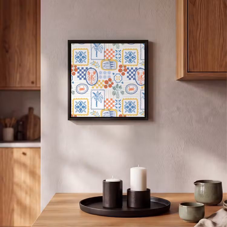 Patroon - Illustraties - Mediterraans Canvas met baklijst klein 1124 -atmosphere_sfeer2_global