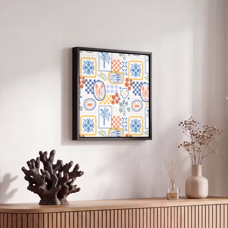 Patroon - Illustraties - Mediterraans Canvas met baklijst klein 1124 -atmosphere_sfeer4_global