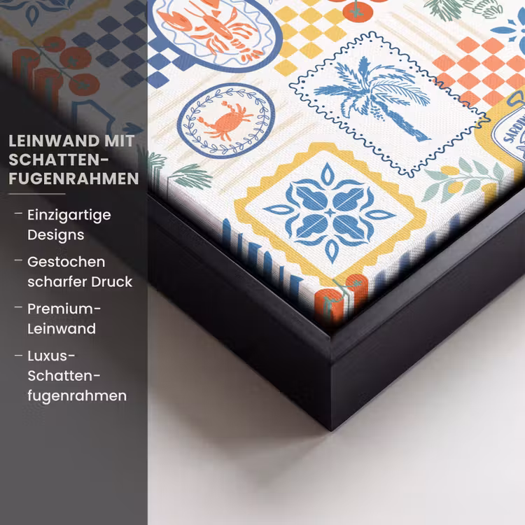 Patroon - Illustraties - Mediterraans Canvas met baklijst klein 1124 -uniquesellingpoint_productkenmerken_DE