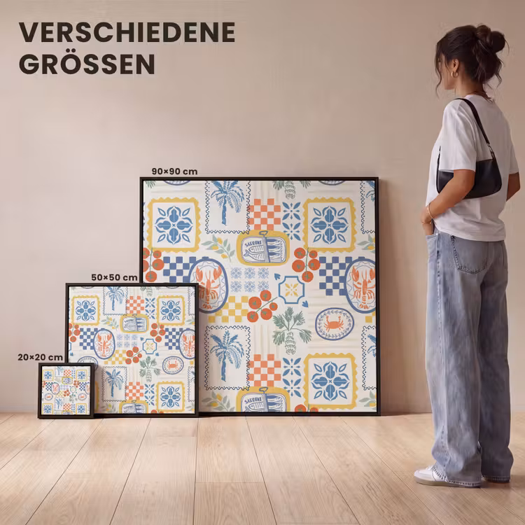Patroon - Illustraties - Mediterraans Canvas met baklijst klein 1124 -comparison_formatenoverzicht_DE