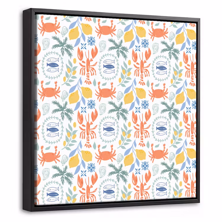 Patroon - Wit - Illustraties - Mediterraans Canvas met baklijst klein 1124 -threedimensional_3d_global