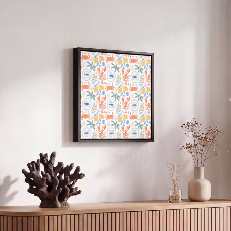 Patroon - Wit - Illustraties - Mediterraans Canvas met baklijst klein 1124 -atmosphere_sfeer4_global