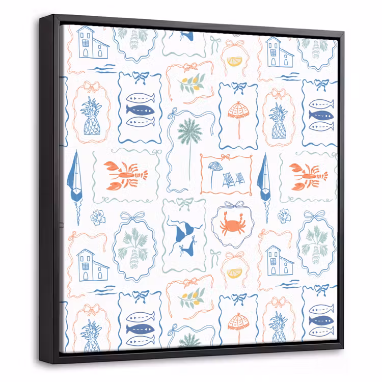Patroon - Zomer - Illustraties Canvas met baklijst klein 1124 -threedimensional_3d_global