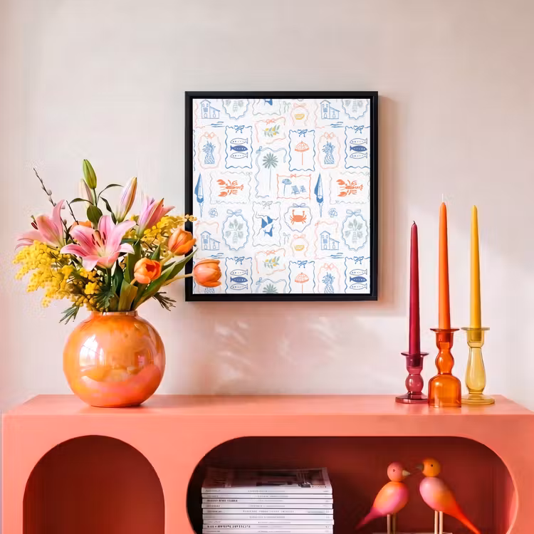 Patroon - Zomer - Illustraties Canvas met baklijst klein 1124 -atmosphere_sfeer3_global