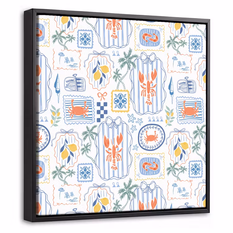 Patroon - Zomer - Illustraties Canvas met baklijst klein 1124 -threedimensional_3d_global