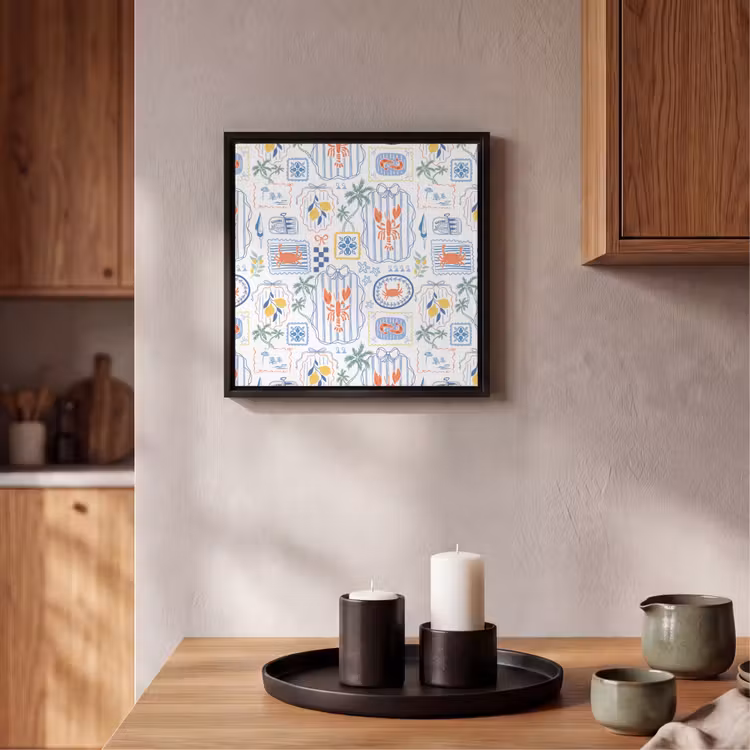 Patroon - Zomer - Illustraties Canvas met baklijst klein 1124 -atmosphere_sfeer2_global
