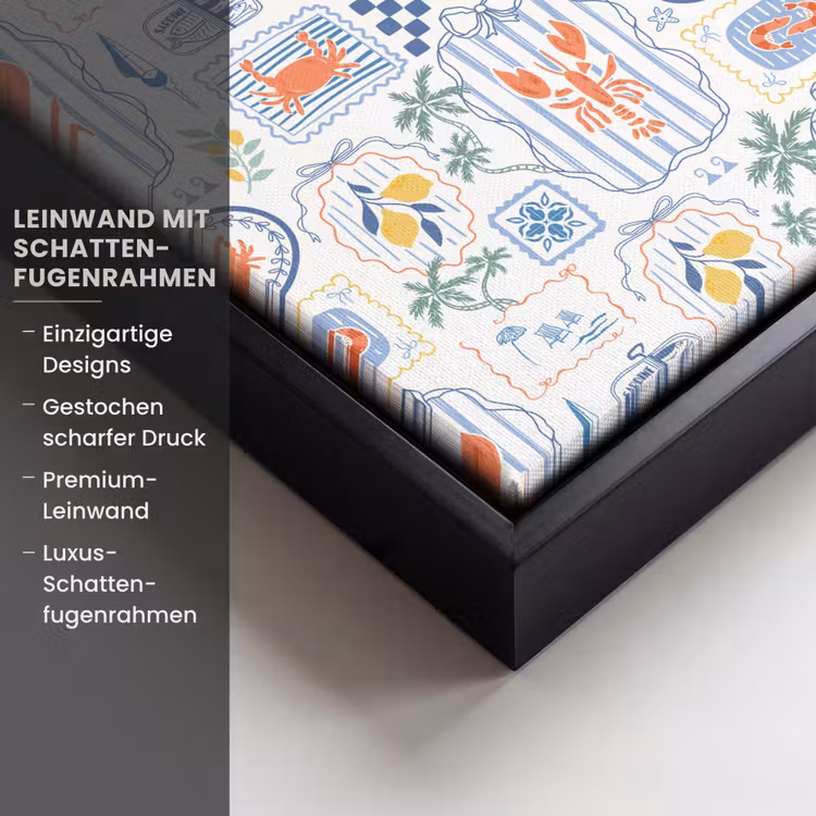 Patroon - Zomer - Illustraties Canvas met baklijst klein 1124 -uniquesellingpoint_productkenmerken_DE