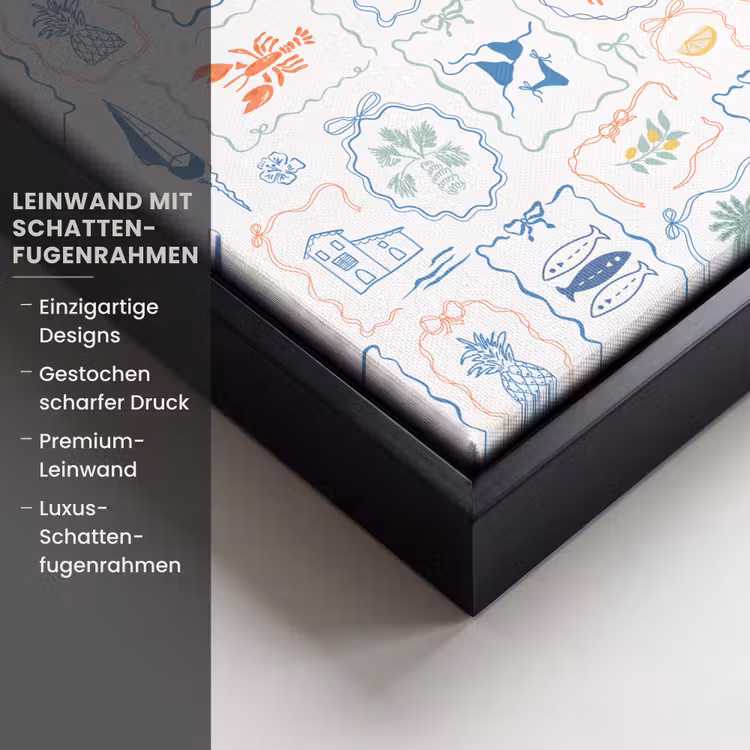 Patroon - Zomer - Illustraties Canvas met baklijst klein 1124 -uniquesellingpoint_productkenmerken_DE