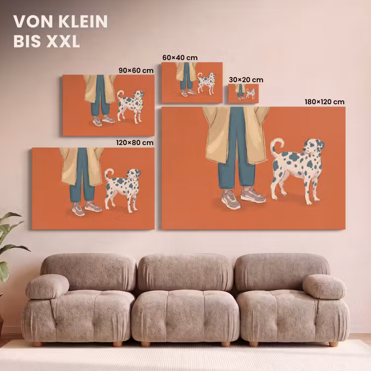 Persoon - Hond - Dieren - Illustratie - Modern canvas 2cm klein -Xsfeer8_DE