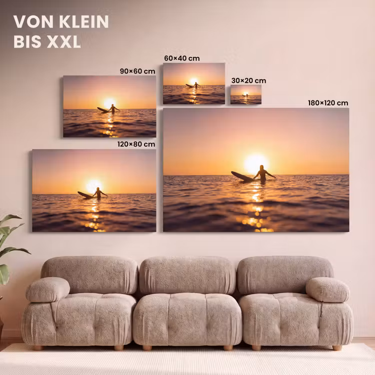 Persoon - Surfen - Zonsondergang - Zee - Oranje canvas 2cm klein -Xsfeer8_DE