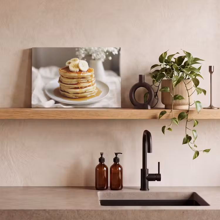 Pannenkoeken - Banaan - Siroop - Wit - Beige canvas 2cm klein -sfeer6