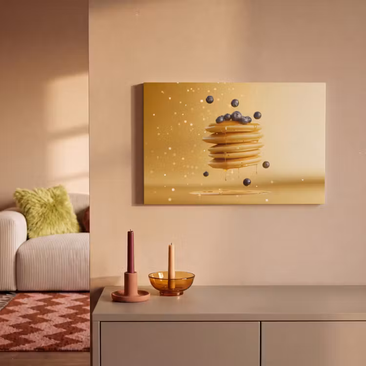 Pannenkoeken - Eten - Honing - Geel canvas 2cm klein -sfeer1
