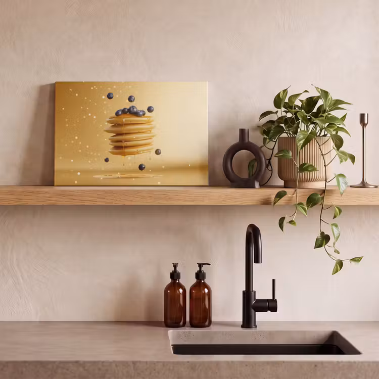 Pannenkoeken - Eten - Honing - Geel canvas 2cm klein -sfeer3