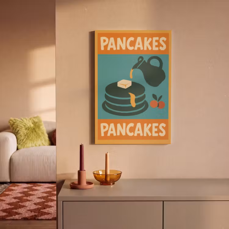Pannenkoeken - Siroop - Illustratie - Oranje canvas 2cm klein -sfeer1
