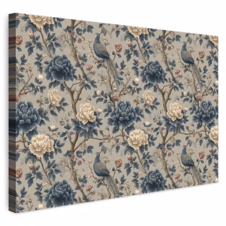 Pauw - Bloemen - Blauw canvas 2cm klein 34 -3d
