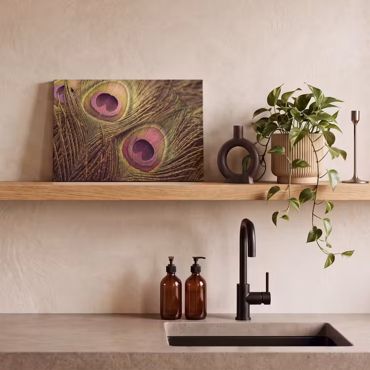 Pauw - Veren - Paars - Groen canvas 2cm klein -sfeer6
