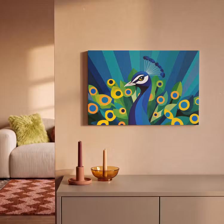 Pauw - Cirkels - Blauw canvas 2cm klein -sfeer1