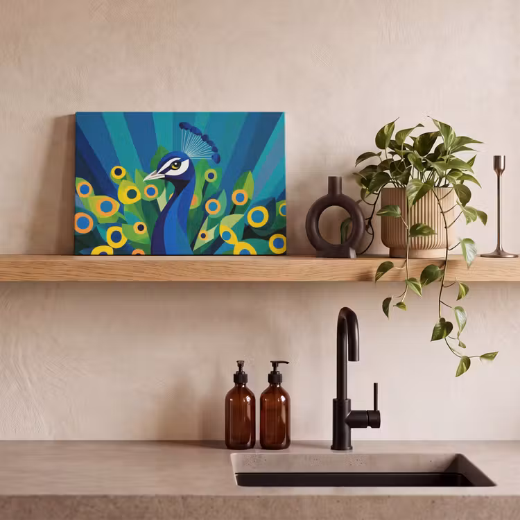 Pauw - Cirkels - Blauw canvas 2cm klein -sfeer3