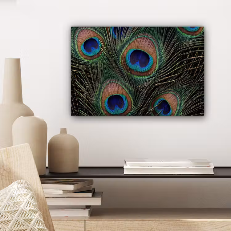 Pauwenveren - Klassiek - Groen canvas 2cm klein -sfeer6