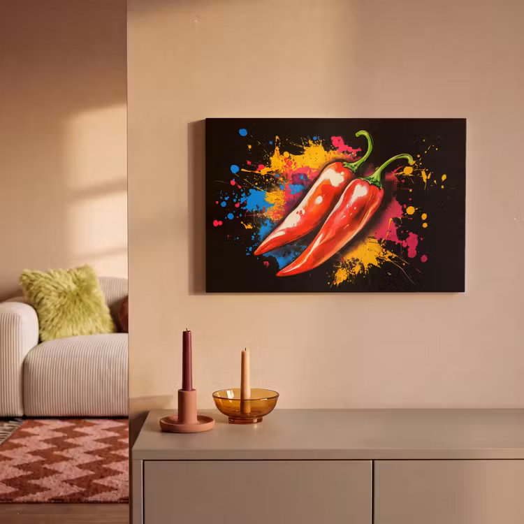 Peper - Graffiti - Verf - Abstract - Modern - Kleurrijk canvas 2cm klein -sfeer1